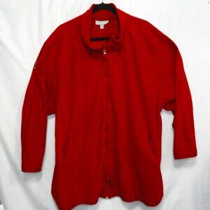 Woman Within Red Fleece Zip Up Jacket Soft w- Pockets Activewear Women's Size 3X